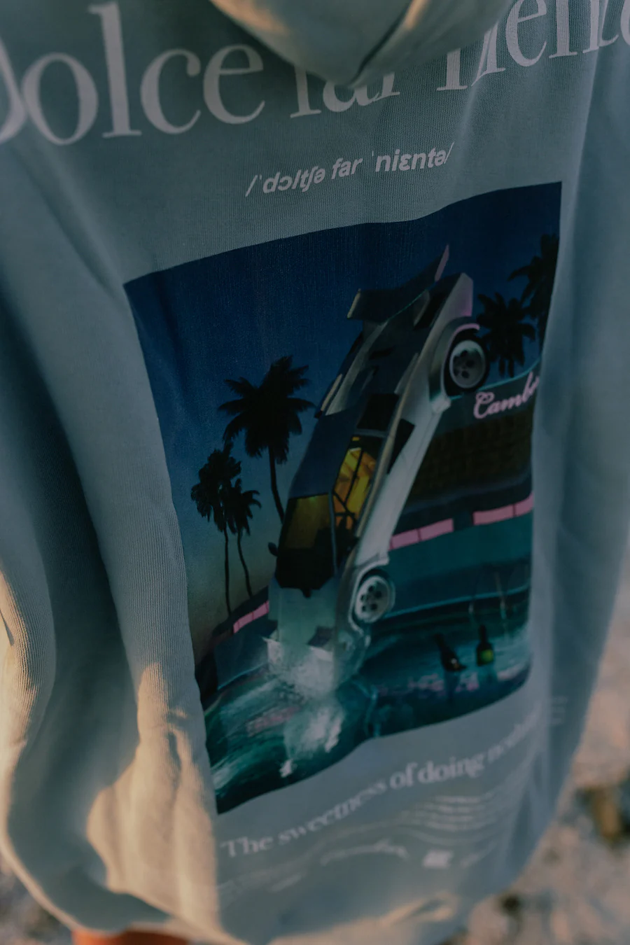 Dolce Far Niente Hoodie Light Blue "FLY" - Image 3